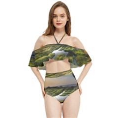 Coast Algae Sea Beach Shore Halter Flowy Bikini Set 