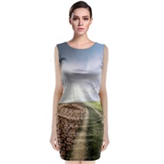 Climate Landscape Sleeveless Velvet Midi Dress