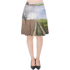 Climate Landscape Velvet High Waist Skirt by Sarkoni