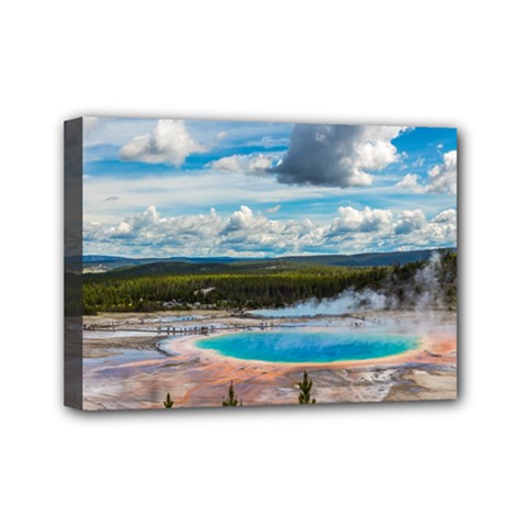 Mountains Trail Forest Yellowstone Mini Canvas 7  X 5  (stretched)