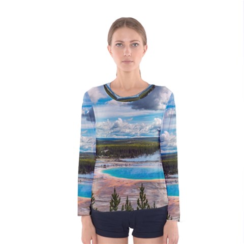 Mountains Trail Forest Yellowstone Women s Long Sleeve T-shirt by Sarkoni