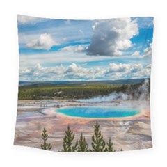Mountains Trail Forest Yellowstone Square Tapestry (large)
