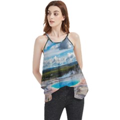 Mountains Trail Forest Yellowstone Flowy Camisole Tank Top by Sarkoni