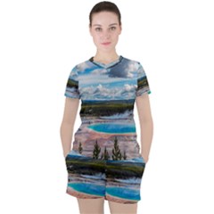 Mountains Trail Forest Yellowstone Women s T-shirt And Shorts Set