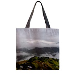 Residential Paddy Field Step Cloud Zipper Grocery Tote Bag