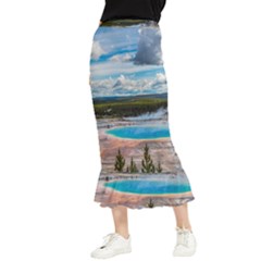 Mountains Trail Forest Yellowstone Maxi Fishtail Chiffon Skirt by Sarkoni