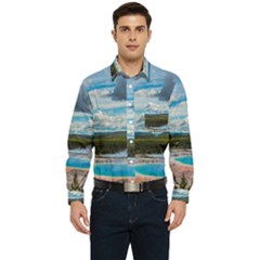 Mountains Trail Forest Yellowstone Men s Long Sleeve Pocket Shirt  by Sarkoni