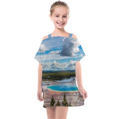 Mountains Trail Forest Yellowstone Kids  One Piece Chiffon Dress by Sarkoni