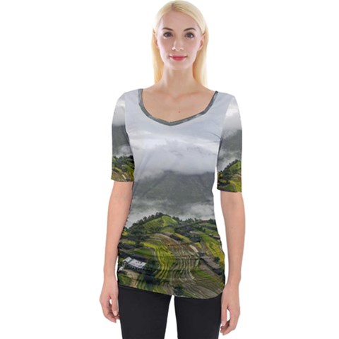 Residential Paddy Field Step Cloud Wide Neckline T-shirt by Sarkoni