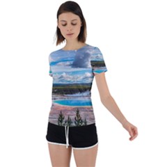 Mountains Trail Forest Yellowstone Back Circle Cutout Sports T-shirt by Sarkoni