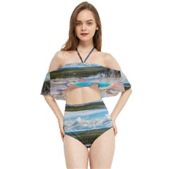 Mountains Trail Forest Yellowstone Halter Flowy Bikini Set  by Sarkoni