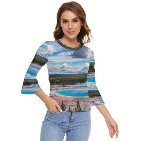 Mountains Trail Forest Yellowstone Bell Sleeve Top by Sarkoni