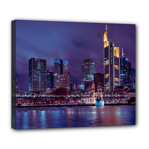 Frankfurt City Skyline Skyscraper Deluxe Canvas 24  X 20  (stretched)