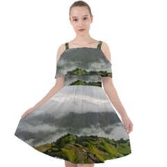 Residential Paddy Field Step Cloud Cut Out Shoulders Chiffon Dress by Sarkoni