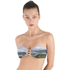 Residential Paddy Field Step Cloud Twist Bandeau Bikini Top