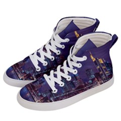 Frankfurt City Skyline Skyscraper Men s Hi-top Skate Sneakers by Sarkoni