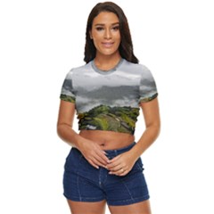 Residential Paddy Field Step Cloud Side Button Cropped T-shirt by Sarkoni