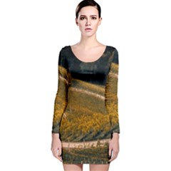 Vineyard Agriculture Farm Autumn Long Sleeve Velvet Bodycon Dress