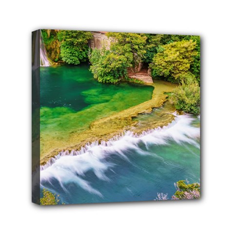 River Waterfall Mini Canvas 6  X 6  (stretched)