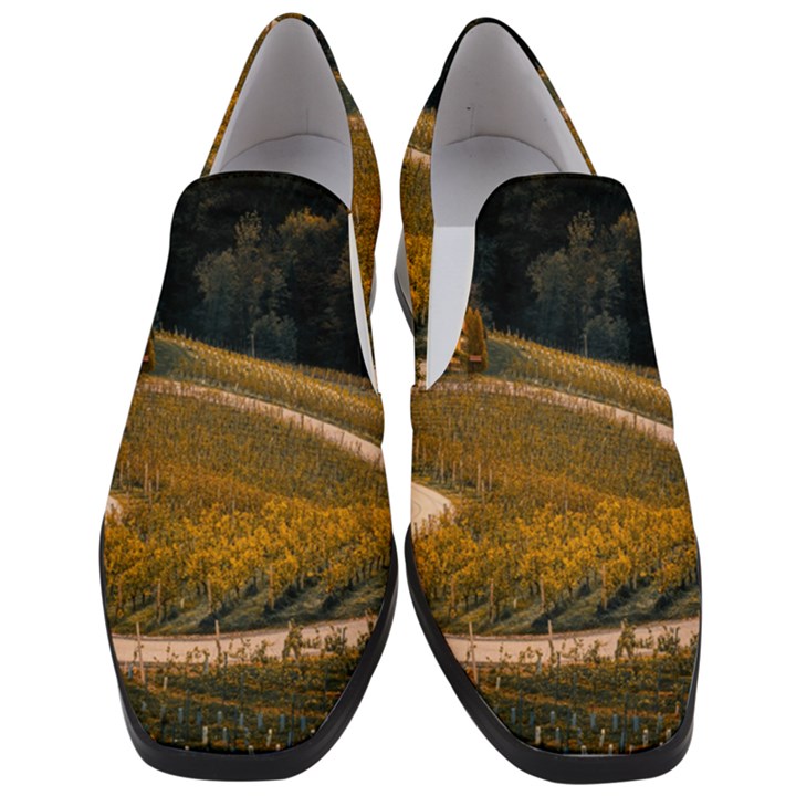 Vineyard Agriculture Farm Autumn Women Slip On Heel Loafers