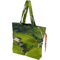 Apartment Curve Path Step Drawstring Tote Bag