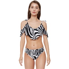 Animal Cute Pattern Art Zebra Ruffle Edge Tie Up Bikini Set	 by Amaryn4rt