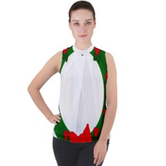 Holiday Wreath Mock Neck Chiffon Sleeveless Top by Amaryn4rt