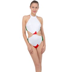 Holiday Wreath Halter Side Cut Swimsuit by Amaryn4rt