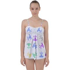 Rainbow Clown Pattern Babydoll Tankini Top by Amaryn4rt