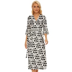 Seamless Honeycomb Pattern Midsummer Wrap Dress