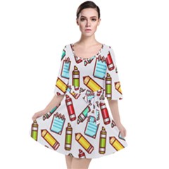 Seamless Pixel Art Pattern Velour Kimono Dress by Amaryn4rt