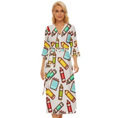 Seamless Pixel Art Pattern Midsummer Wrap Dress