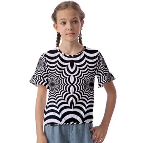 Spider Web Hypnotic Kids  Cuff Sleeve Scrunch Bottom T-shirt by Amaryn4rt