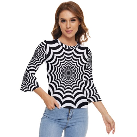 Spider Web Hypnotic Bell Sleeve Top by Amaryn4rt