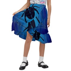 Spider On Web Kids  Ruffle Flared Wrap Midi Skirt by Amaryn4rt