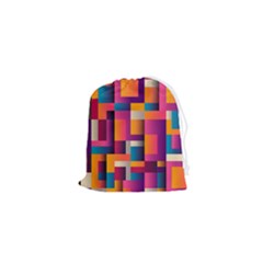 Abstract Background Geometry Blocks Drawstring Pouch (xs) by Amaryn4rt
