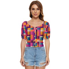 Abstract Background Geometry Blocks Button Up Blouse
