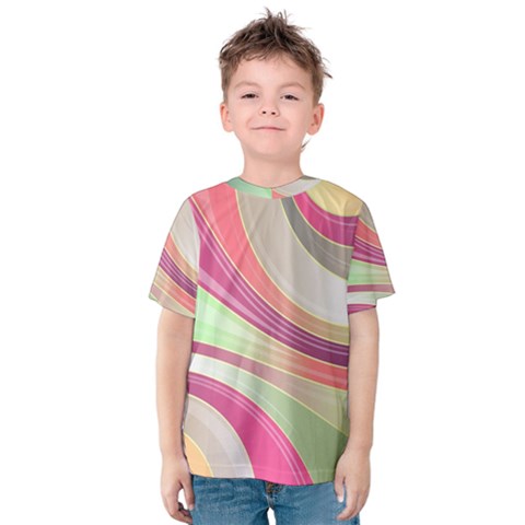 Abstract Colorful Background Wavy Kids  Cotton T-shirt by Amaryn4rt