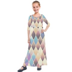 Abstract Colorful Diamond Background Tile Kids  Quarter Sleeve Maxi Dress by Amaryn4rt