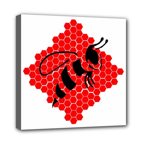 Bee Logo Honeycomb Red Wasp Honey Mini Canvas 8  X 8  (stretched) by Amaryn4rt