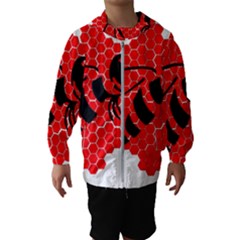 Bee Logo Honeycomb Red Wasp Honey Kids  Hooded Windbreaker by Amaryn4rt