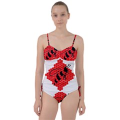 Bee Logo Honeycomb Red Wasp Honey Sweetheart Tankini Set by Amaryn4rt