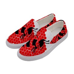 Bee Logo Honeycomb Red Wasp Honey Women s Canvas Slip Ons by Amaryn4rt