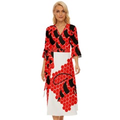 Bee Logo Honeycomb Red Wasp Honey Midsummer Wrap Dress