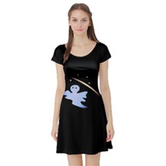 Ghost Night Night Sky Small Sweet Short Sleeve Skater Dress by Amaryn4rt