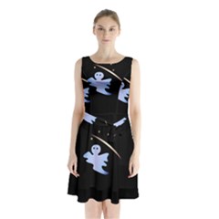 Ghost Night Night Sky Small Sweet Sleeveless Waist Tie Chiffon Dress