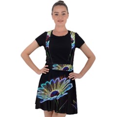 Flower Pattern Design Abstract Background Velvet Suspender Skater Skirt