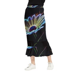 Flower Pattern Design Abstract Background Maxi Fishtail Chiffon Skirt