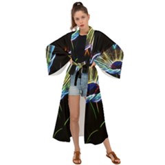 Flower Pattern Design Abstract Background Maxi Kimono