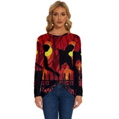 Horror Zombie Ghosts Creepy Long Sleeve Crew Neck Pullover Top